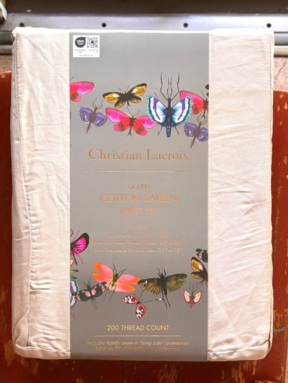 Christian Lacroix QUEEN Size 100% Cotton Sateen Sheet Set WHITE